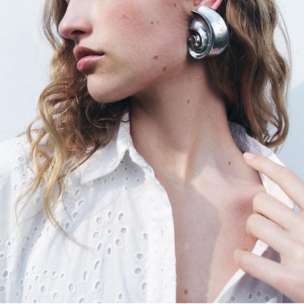 Semi Circular Silver Earrings